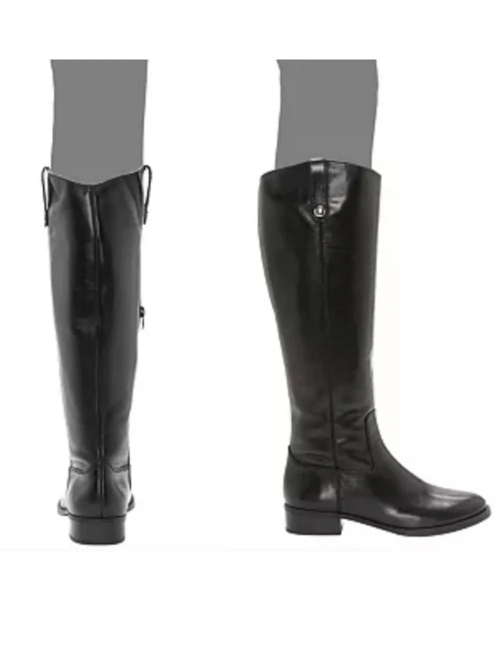 INC International Concepts Fawne Black Leather Knee High Riding Boots- Size 8